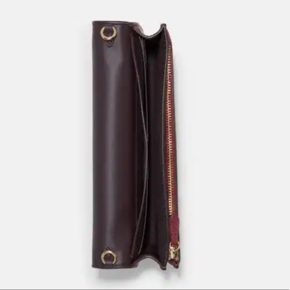 NWT Coach Anna Foldover Clutch Crossbody in Signature Canvas with heart print - Picture 10 of 13